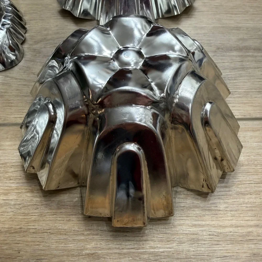 Vintage Bundt Jello Pastry‎ Molds Set 10 Fluted Flower Snowflake Shell Steel